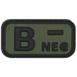 3D Nášivka krvnej skupiny, B-, negatív, na suchý zips