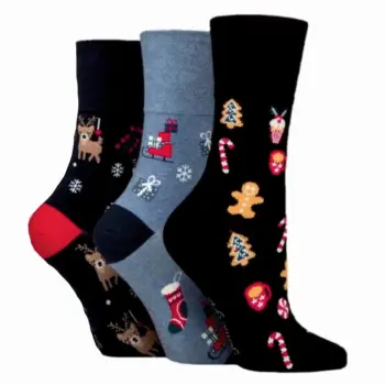 Gentle Grip Vianočné bavlnené ponožky - Dámske, 3 páry