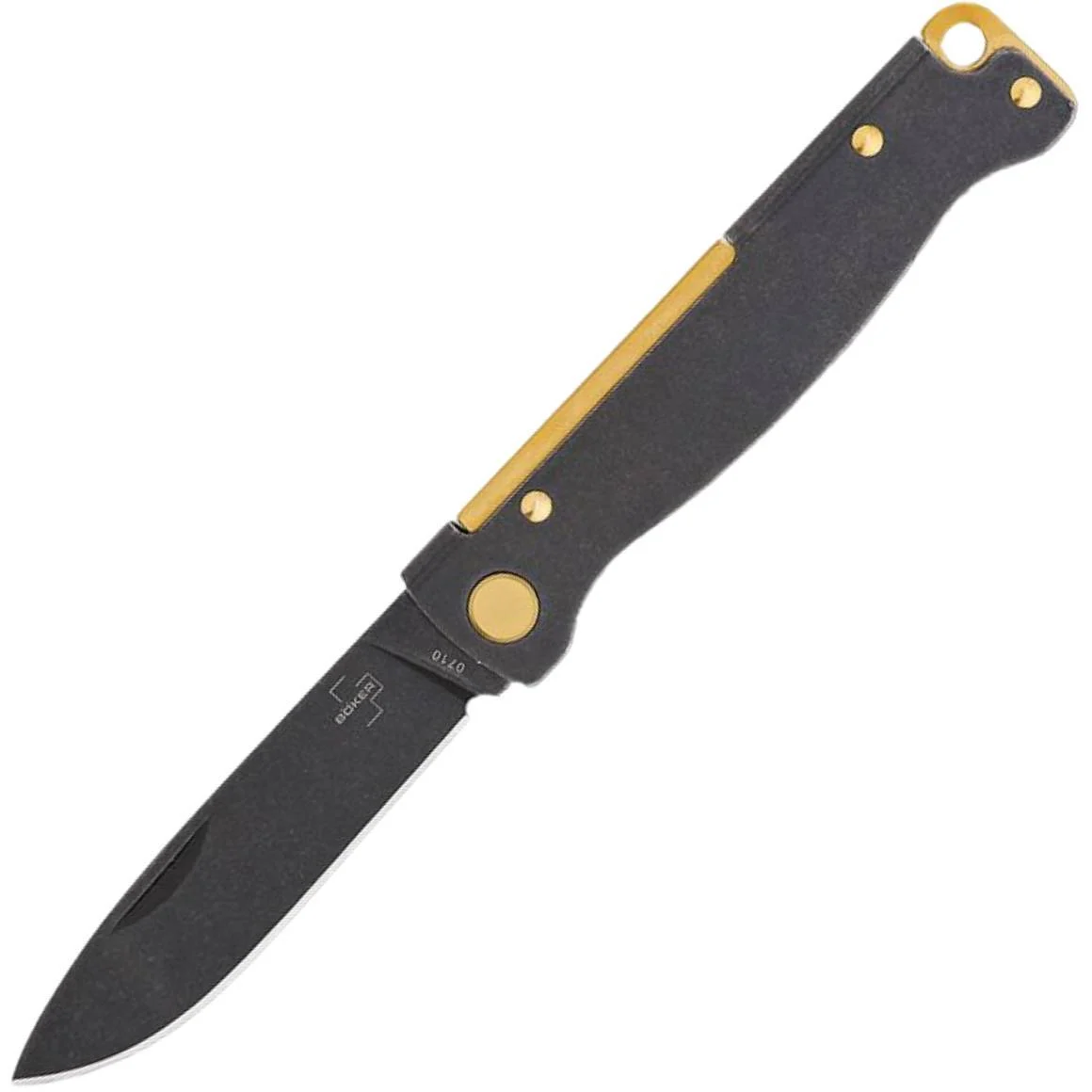 Böker Plus Atlas Black Stonewash Brass 01BO859 - Zatvárací nôž