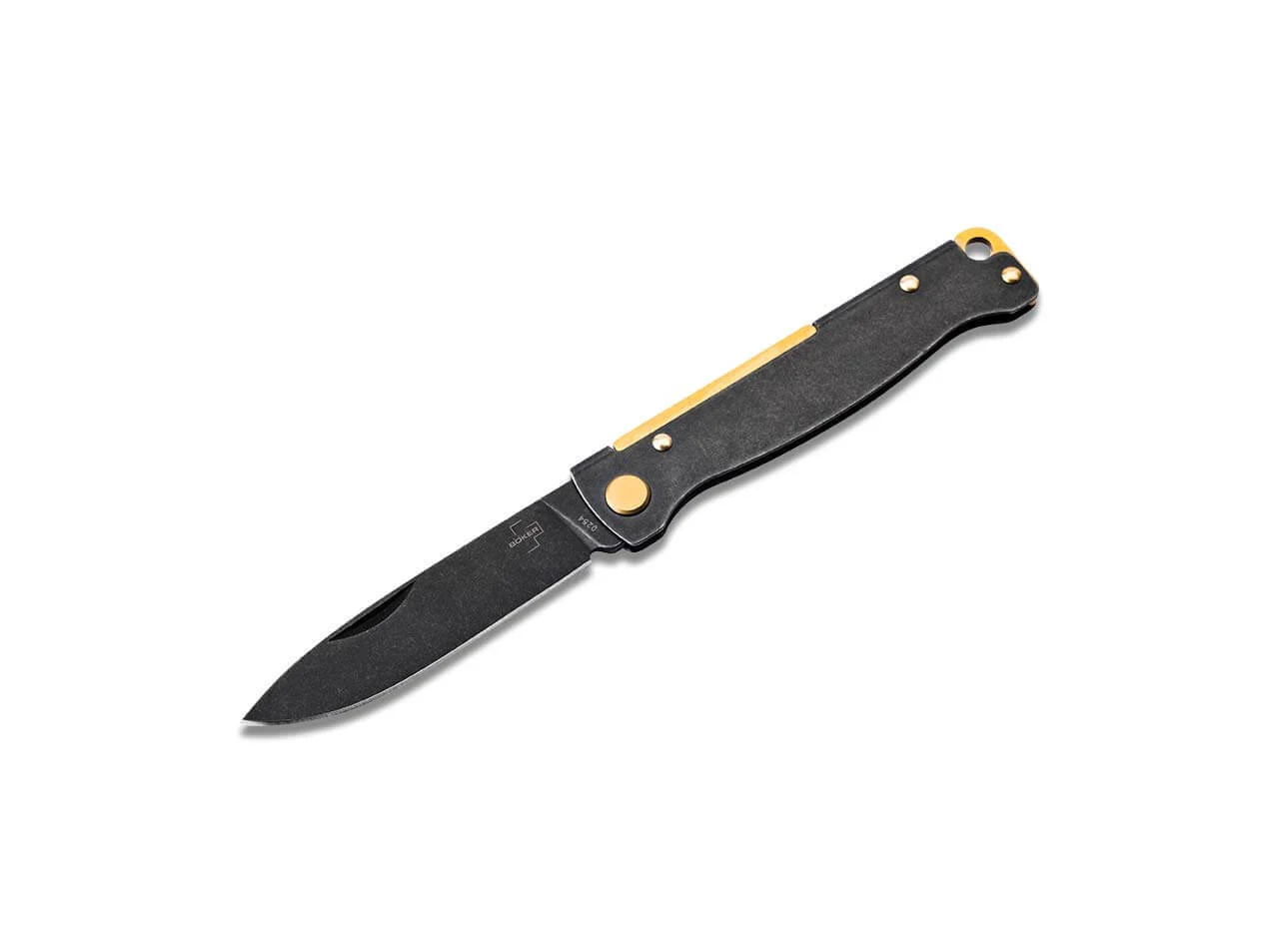 Böker Plus Atlas Black Stonewash Brass 01BO859 - Zatvárací nôž