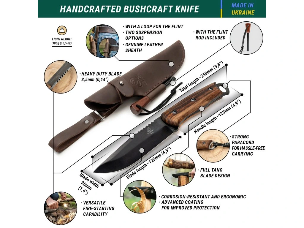 BeaverCraft BSH4_F_Dusk Bushcraft 125 mm s kresadlom - nôž