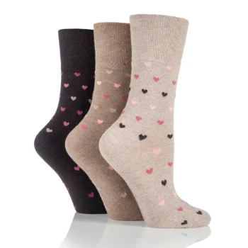 Gentle Grip Brown Hearts 3 páry – dámske ponožky