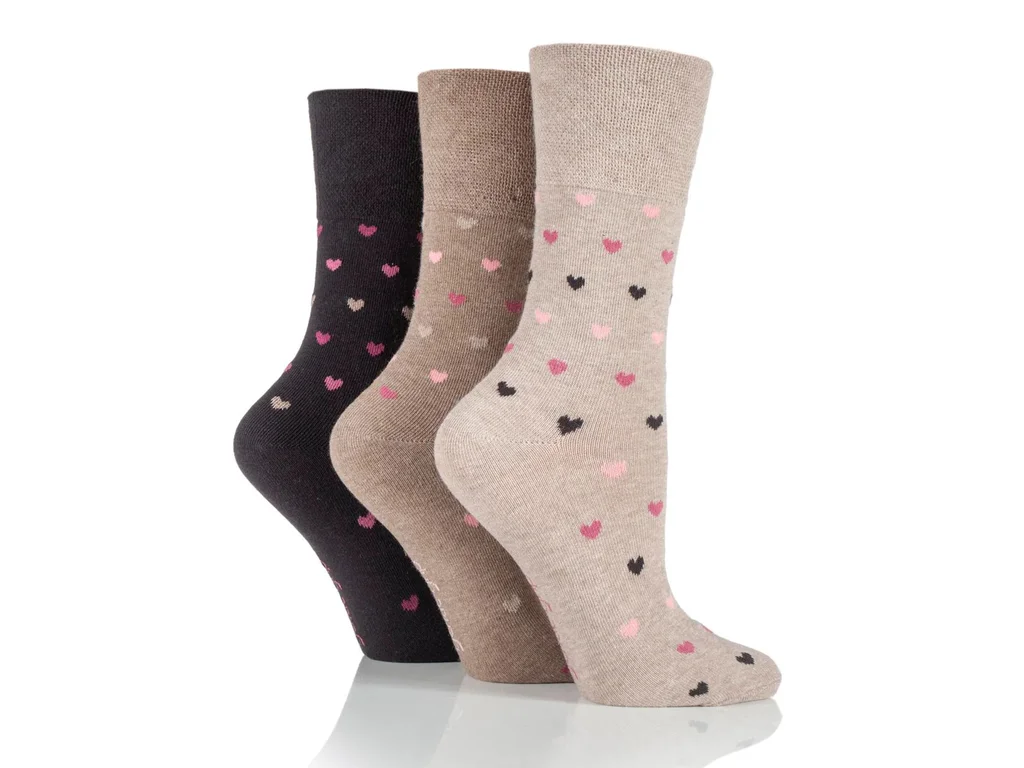 Gentle Grip Brown Hearts 3 páry – dámske ponožky